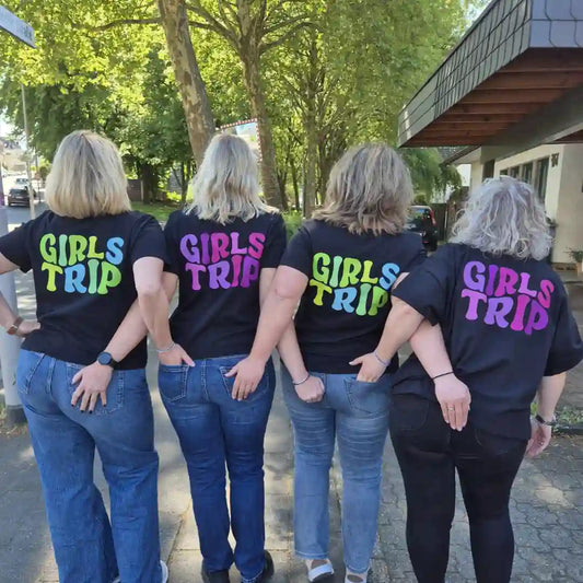Girls Trip Bügelset – für 4 Freundinnen im Lila-Look