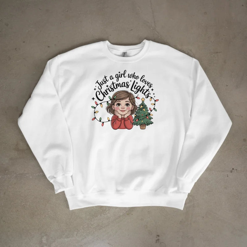 Bügelfolie – "Just a girl who loves christmas lights" 01