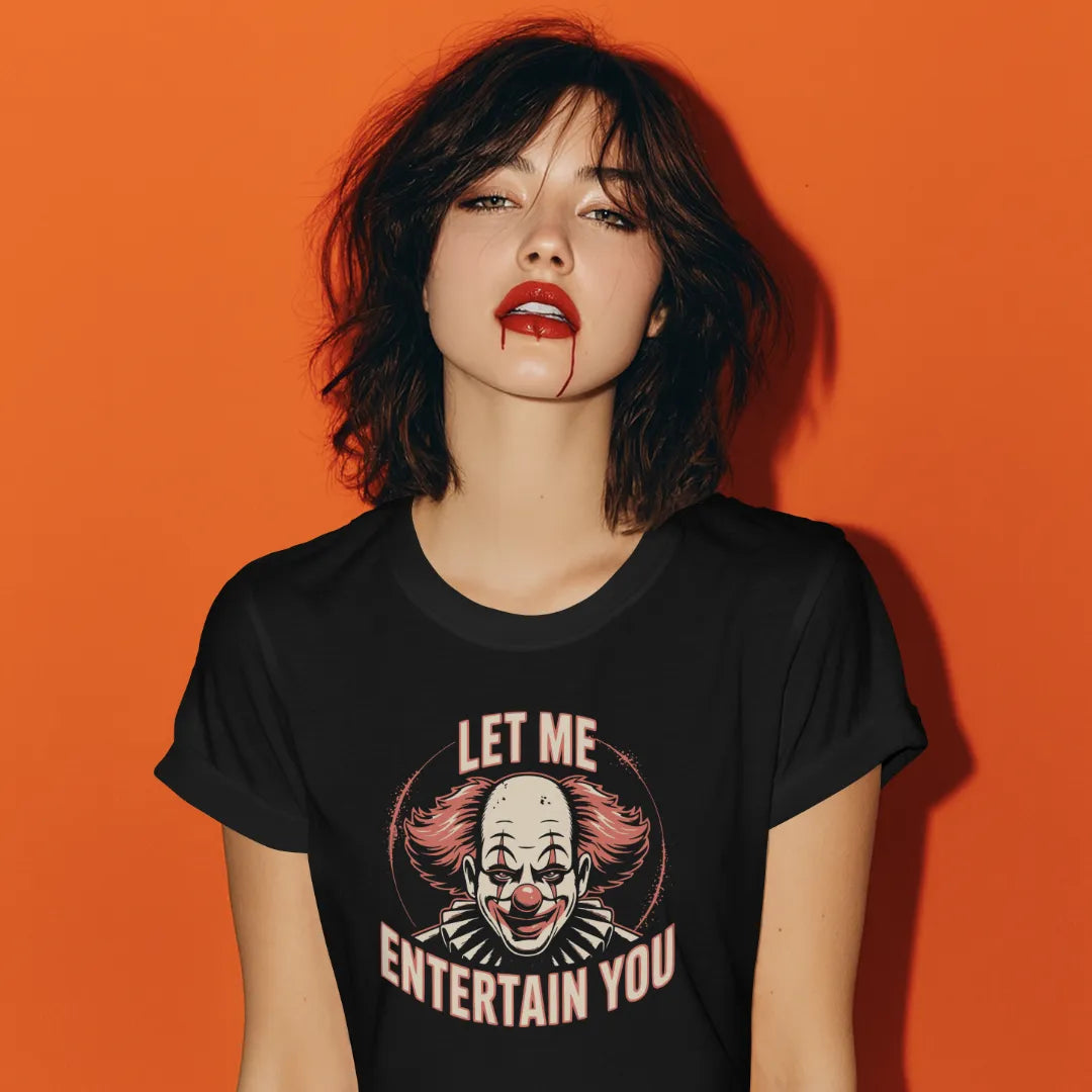 Bügelfolie – "Let Me Entertain You" Grusel-Clown – DIN A4