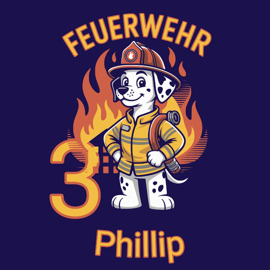 Bügelbild Geburtstag Feuerwehr Hund - DIN A4
