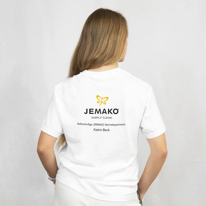 JEMAKO® Vertriebspartner - Bügelbild schwarzer Text, gelbes Logo
