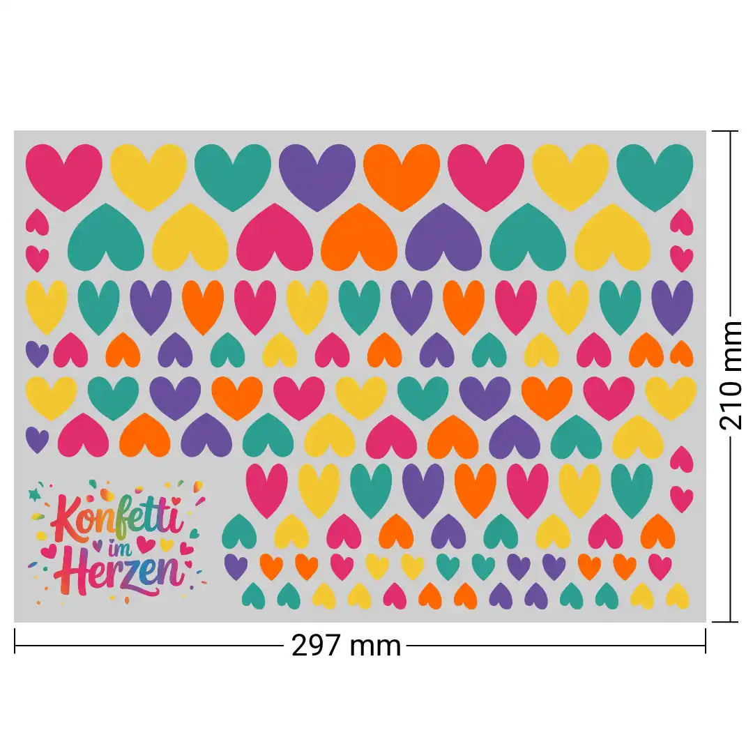 Konfetti im Herzen - Brustlogo mit zusätzlichen Herzen