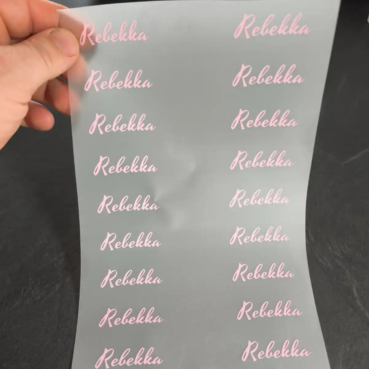 Namensbogen - Dein Name 20 x auf einer DIN A4 Bügelfolie