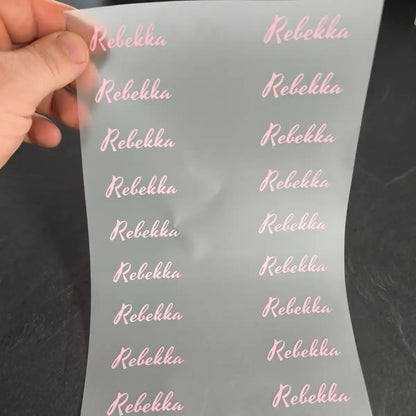 Namensbogen - Dein Name 20 x auf einer DIN A4 Bügelfolie