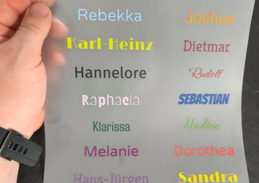 Namensmix - 20 individuelle Namen auf einer DIN A4 Bügelfolie