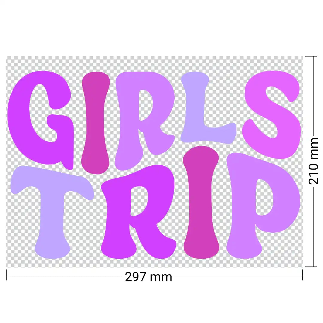 Girls Trip Bügelset – für 4 Freundinnen im Lila-Look