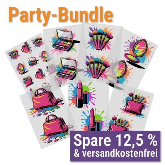 Geburtstagsparty Set - Makeup - Kleckse - 7 x DIN A4