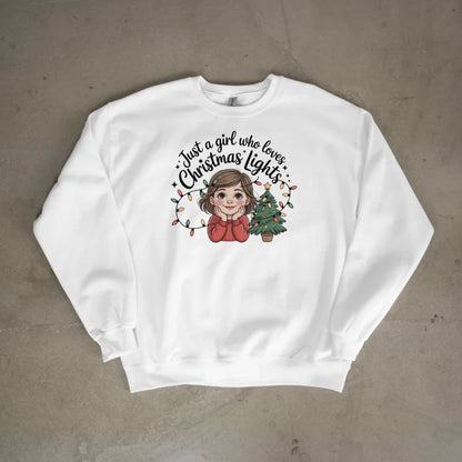 Bügelfolie – "Just a girl who loves christmas lights" 01