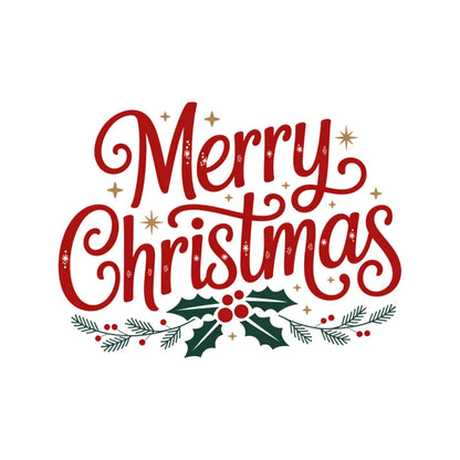 Klassische Weihnachtsgrüße Bügelfolie – "Merry Christmas" 02